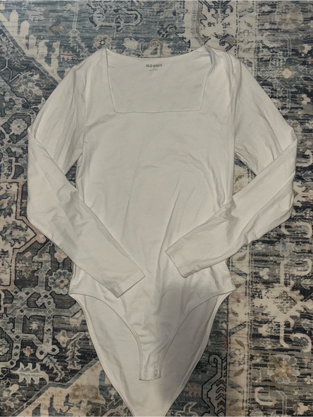Old Navy White Long Sleeve Square Neck Bodysuit